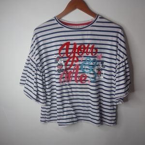 Disney You n Me S Red White Blue Stripe Top